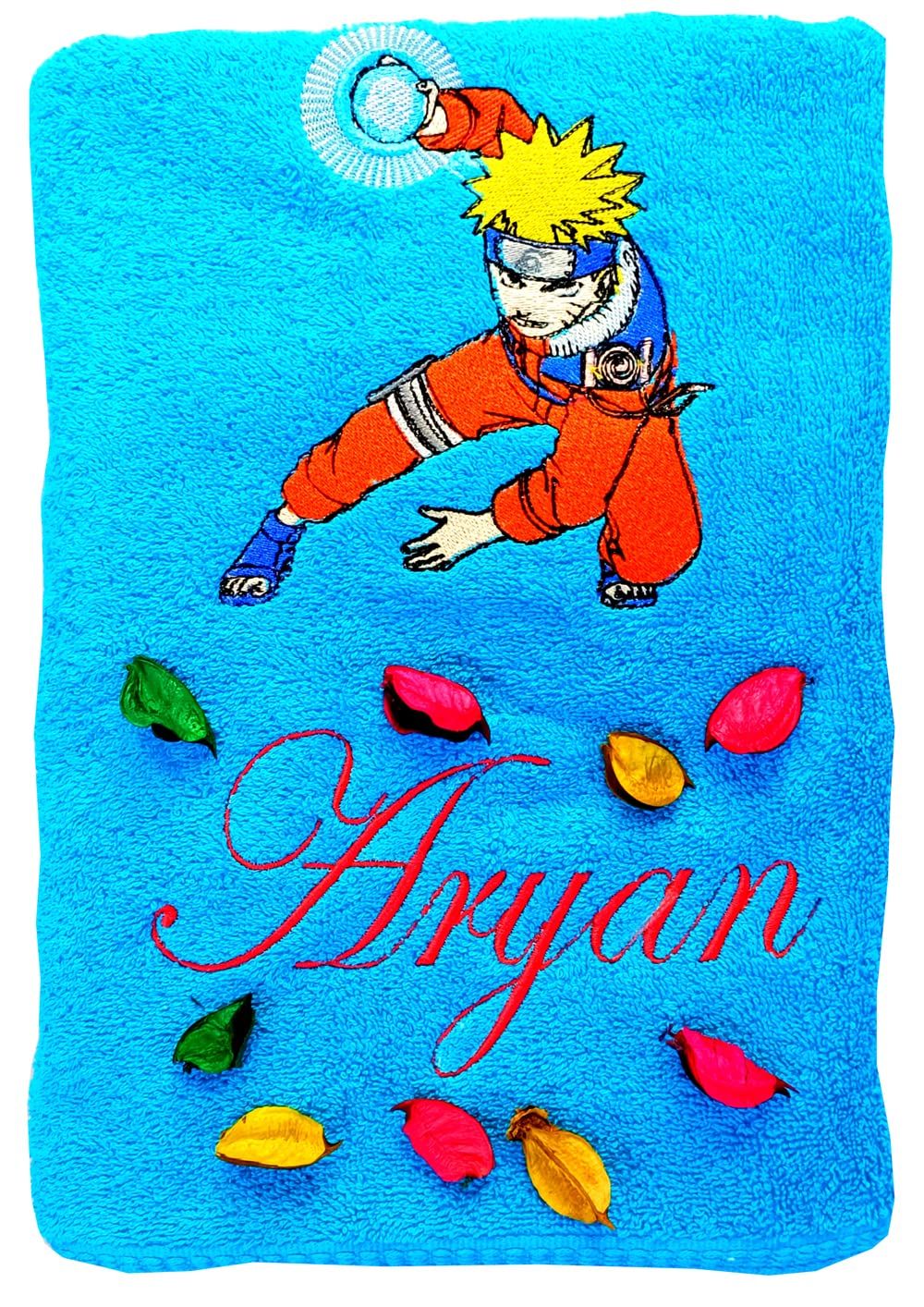 TurtleLittle, Cotton, Naruto Superhero Personalised Kids Bath Towel, 500 GSM (Set of 1, Blue)