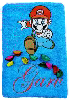 TurtleLittle, Cotton, Super Mario Superhero Personalised Kids Bath Towel, 500 GSM (Set of 1, Blue)
