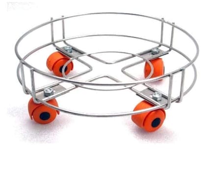 KAVISON Stainless Steel Cylinder Trolley with Wheels | Gas Trolly/LPG Cylinder Stand (Standard)