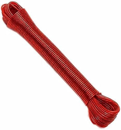 KAVISON Cloth Rope PVC Coated Anti-Rust Unbreakable Steel Wire Rope for Clothes Drying, Clothes line, Drying & Hanging Clothes in Indoor and Outdoor(10M)(Red)_Pack of 2