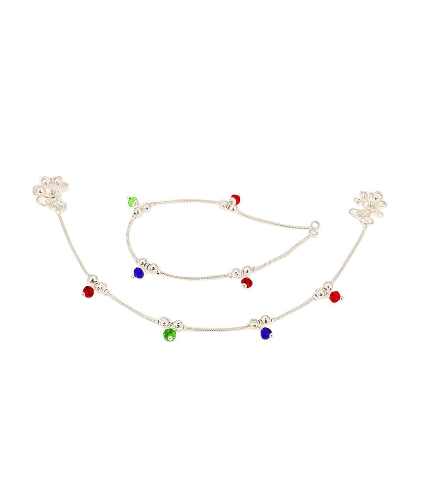 Fashion World Silver Payal Multi-Colour Crystal Anklet for Girls & Women - Anklets | Buy online on ZillyBuy