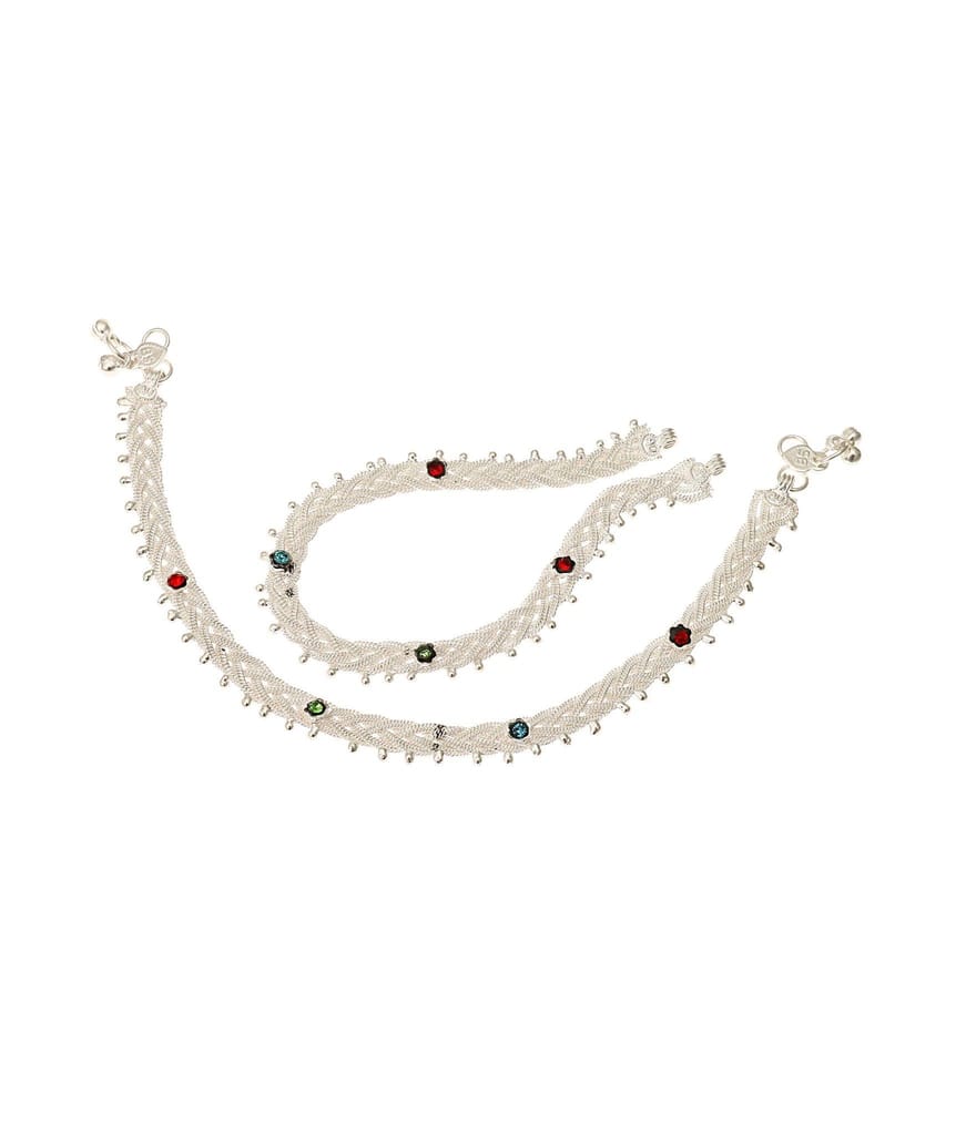 Fashion World Silver Payal Multi-Colour Stone Anklet for Girls & Women - Anklets | Buy online on ZillyBuy
