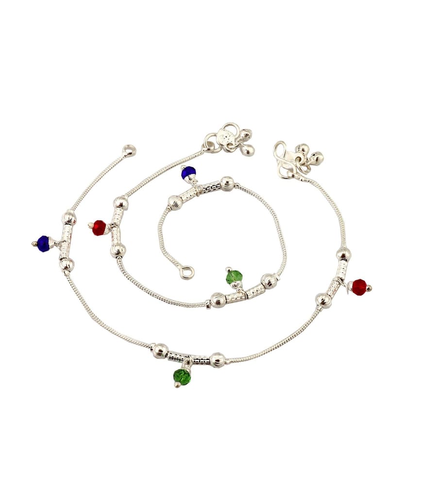 FASHION WORLD Women's Silver Crystal Anklet - Anklets | Buy online on ZillyBuy