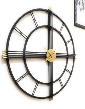 LIGHT ANGLE Handmade Metal Wall Clock (Black)
