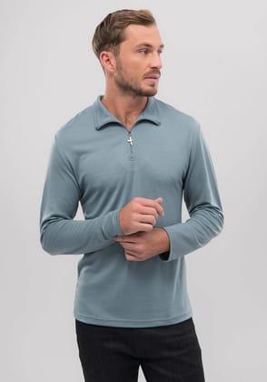 Men's Solid Regular Fit Full Sleeve Polo Neck Sports T Shirt