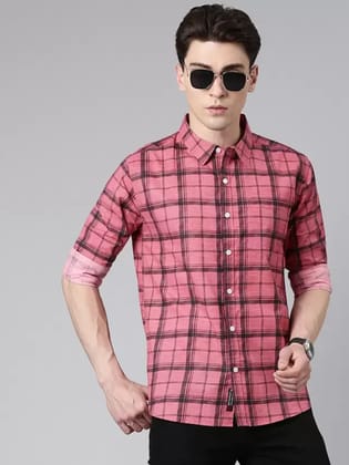 Men's Checkered Slim Fit Cotton Casual Shirt