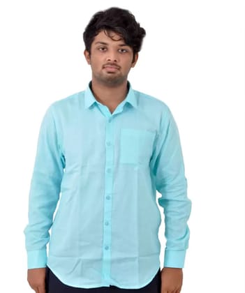 Men's Formal Shirt, Light Blue Full Sleeve Cotton Regular Fit