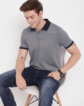 Hang N hold Men's Polo Self design half sleeves Tshirt