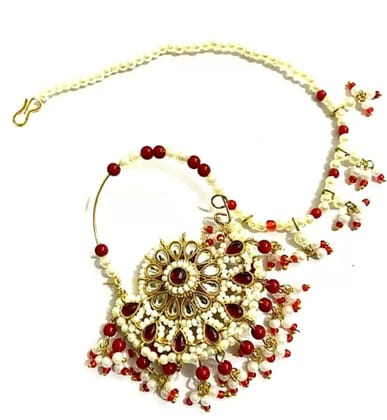 NIKYANKA Traditional gold plated bridal jewellery nose ring big nathiya for girls and womens