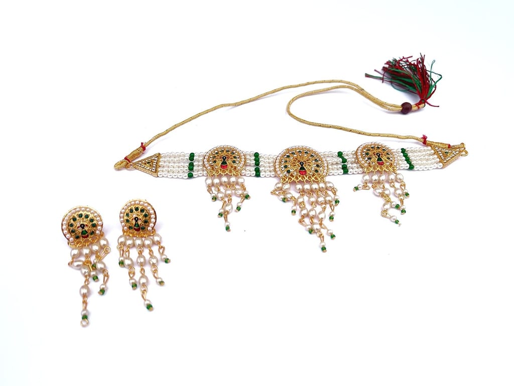 Sanjeeda Creations Beautiful Chik Stylish Beads Colorful Rajasthani Design Jewellery Set for Women (Multicolor)