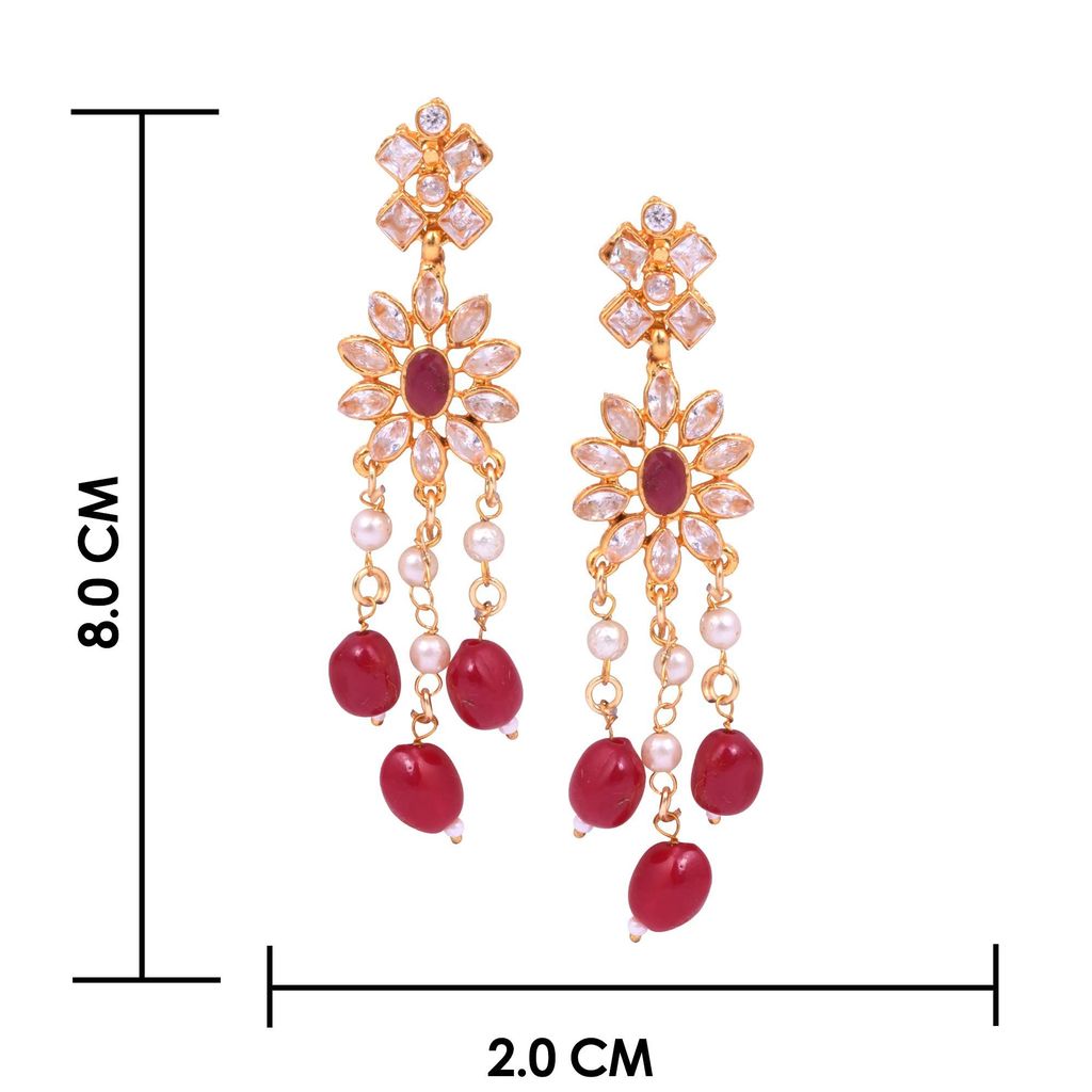 Steorra jewels Red Beads Indian Traditional Ethnic Jaipuri Wedding Style Gold Plated With Stone Pendant Jewellery Choker Necklace Set With Matching Earrings For Women (choker necklace)