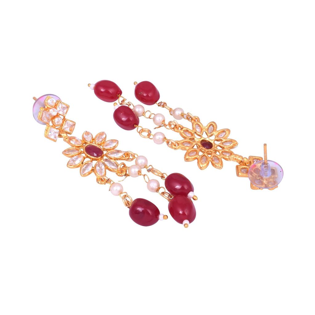 Steorra jewels Red Beads Indian Traditional Ethnic Jaipuri Wedding Style Gold Plated With Stone Pendant Jewellery Choker Necklace Set With Matching Earrings For Women (choker necklace)