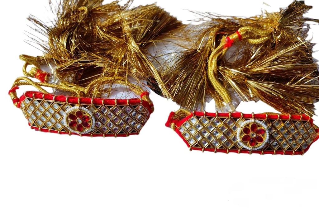 Yash Jewellery Multi Purpose Rajputi Kundan Kids Bajubandh Womens Pochi Set Pair With Loom