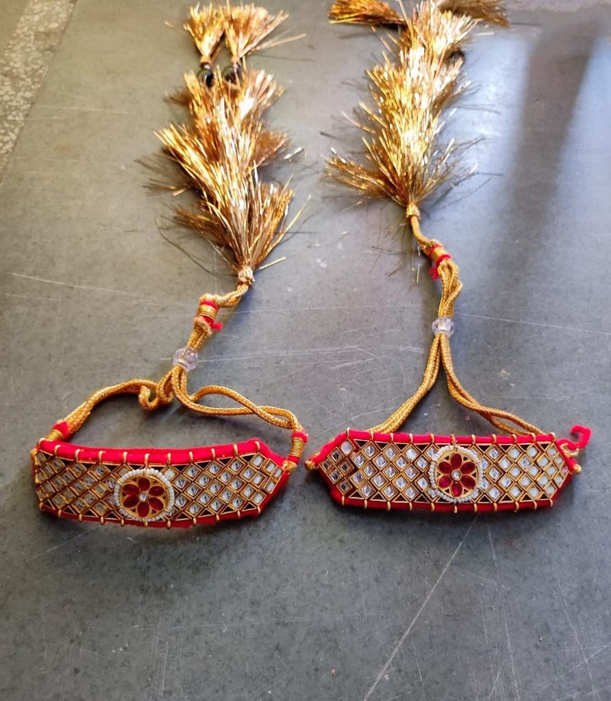 Yash Jewellery Multi Purpose Rajputi Kundan Kids Bajubandh Womens Pochi Set Pair With Loom