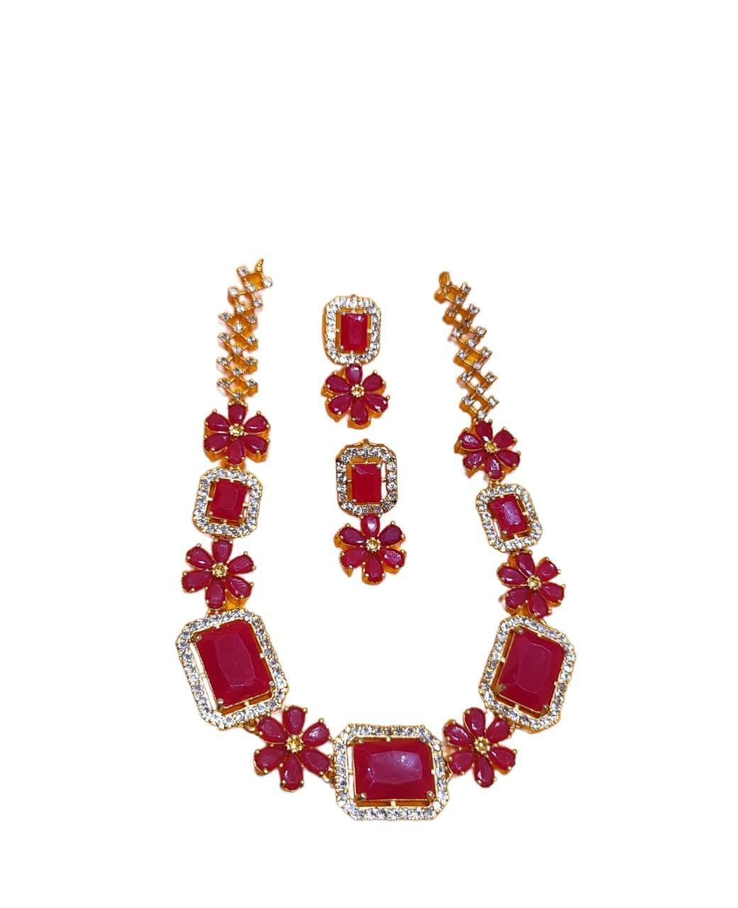 Red Color Necklace Set For Girls Women