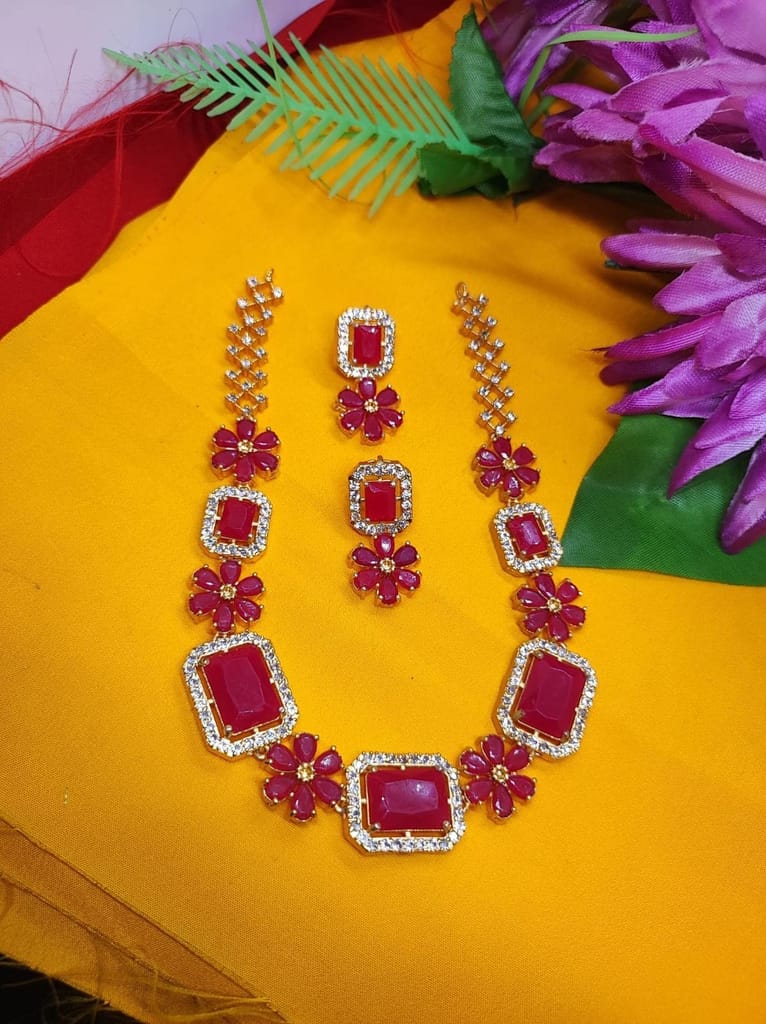 Red Color Necklace Set For Girls Women