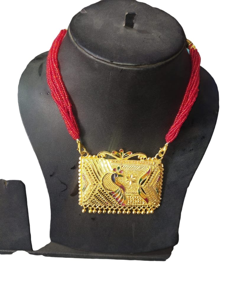 Infinity Jewels Latest Long Design Necklace Set For Women Traditional One Gram Gold Plated Jewellery Set for Women (Golden)