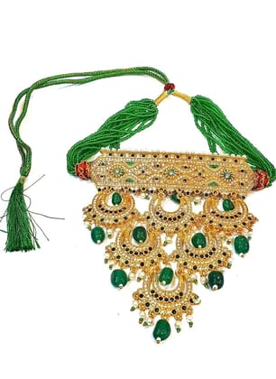 Yash Jewellery Green Rajputi Aad Necklace Set For Girls Women