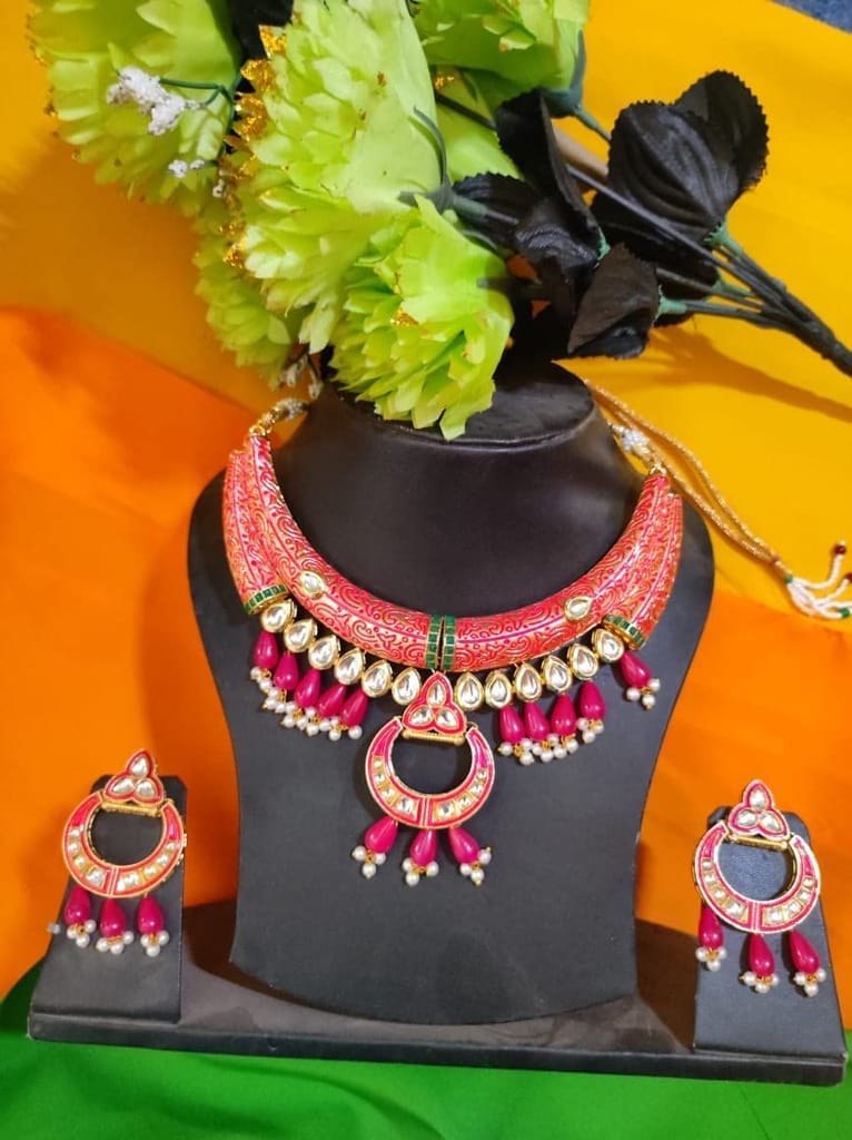 Yash Jewellery Red Color Necklace Set For Girls Women