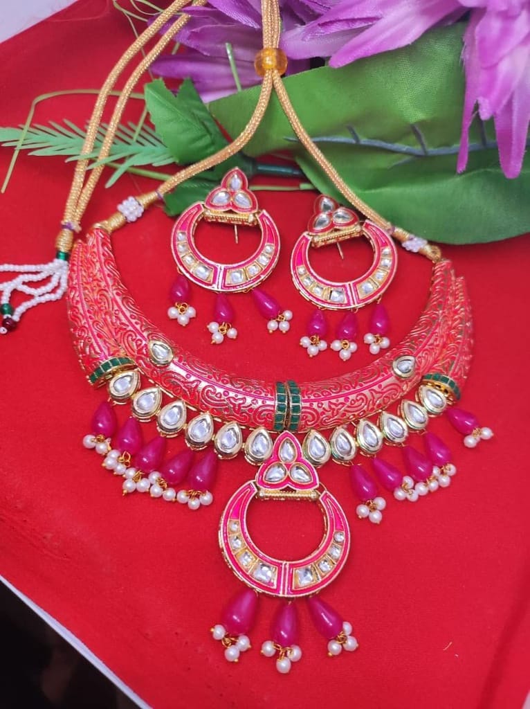 Yash Jewellery Red Color Necklace Set For Girls Women