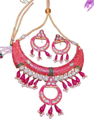 Yash Jewellery Red Color Necklace Set For Girls Women
