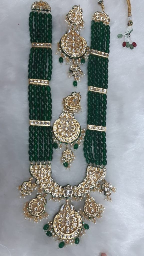 Yash Jewellery Premium Quality Green Color Heavy Ranihaar Set For Women
