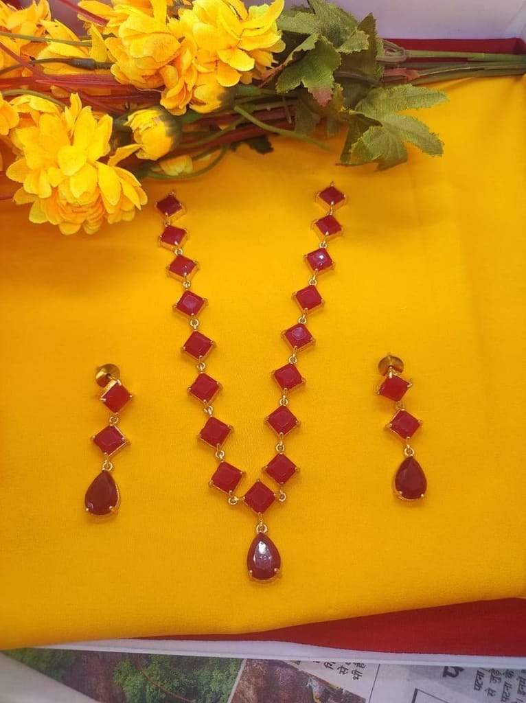 Gold Plated Ethnic Womens Girls Wear Jewellery Necklace Set