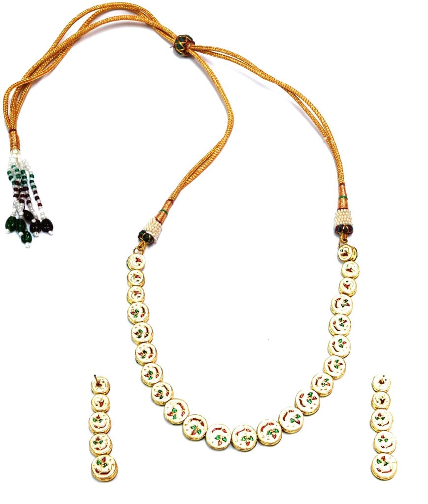 ZevarWale Single line kundan Set with mina-Kari