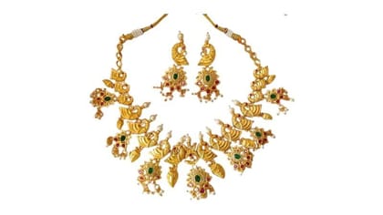 Yash Jewellery Premium Quality Brass Gold Plated Heavy Bridal Necklace Set For Women Girls