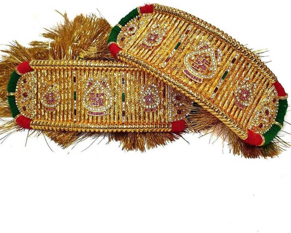 RURU Gold Plated Traditional Rajasthani Padmavati Bajubandh/Armlet Set/bajuband with Loom in Kundan, Meenakari and AD/CZ for Women and Girls