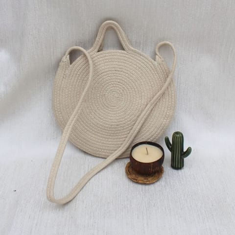 Cream Round Sling Bag
