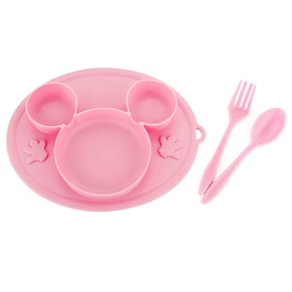 Arshalifestyle  Silicon Micky Plate And 1 Spoon & 1 Fork Card Paking ( 1 Pc Product)