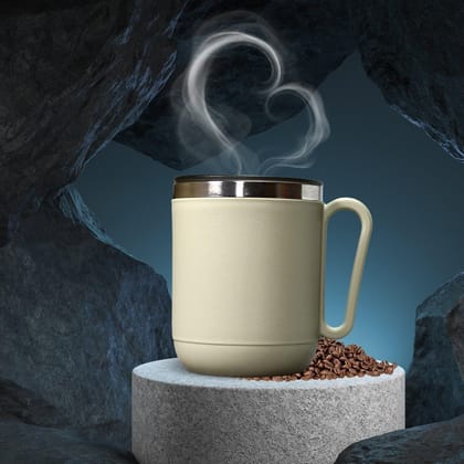 Arshalifestyle  Ganesh Premium Stainless Steel Coffee Mug with heat resistant mug lid. Approx 400Ml mug.