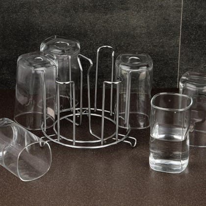 Arshalifestyle  SS Round Glass Stand used for holding sensitive glasses and all present in all kinds of kitchens of official and household places etc.