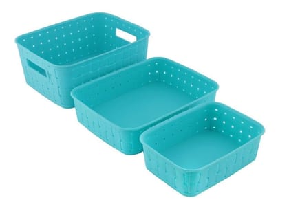 Arshalifestyle  Smart Baskets for Storage(Set of 3) Sky Blue