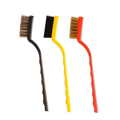 Arshalifestyle  -3 Pc Mini Wire Brush Set (Brass, Nylon, Stainless Steel Bristles)