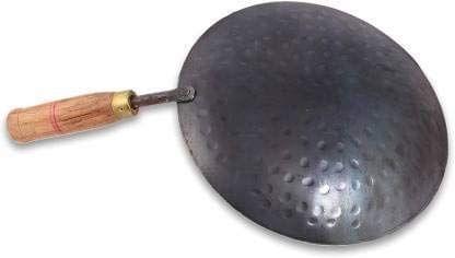 Light Angle Tawa, Original Handmade Loha Iron Lokhand Roti/Chapati Tawa with Wooden Handle