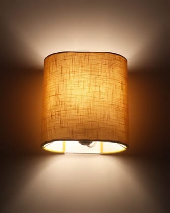 Light Angle Handmade Fabric Ovel Shades Wall Lamp for Bedroom Bedside (Yellow-Ovel)