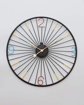 LIGHT ANGLE Metal Wall Decor and Hanging Clock (Black _60 x 60 cm)