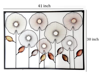 Light Angle Metal Wall Decor Flower Sculpture in Frame Hanging Wall Art Decor ,multicolor