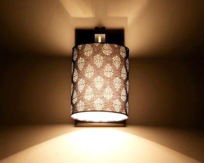 LIGHT ANGLE Wooden Decorative Surface Mounted Classic Wall Fabric Lamp for Home Decor (Blue-Print)
