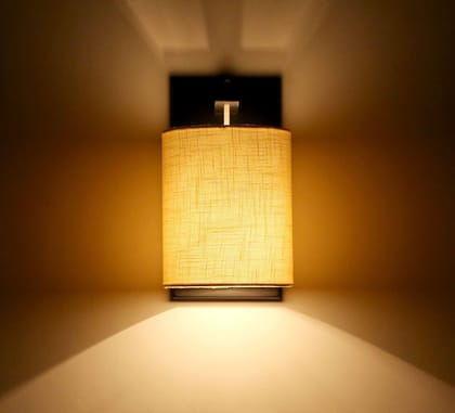 LIGHT ANGLE Wooden Decorative Surface Mounted Classic Wall Fabric Lamp for Home Decor (Beige)