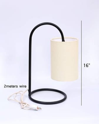 Light Angle Fabric Round Shade Metal Base Table Lamp for Bedroom