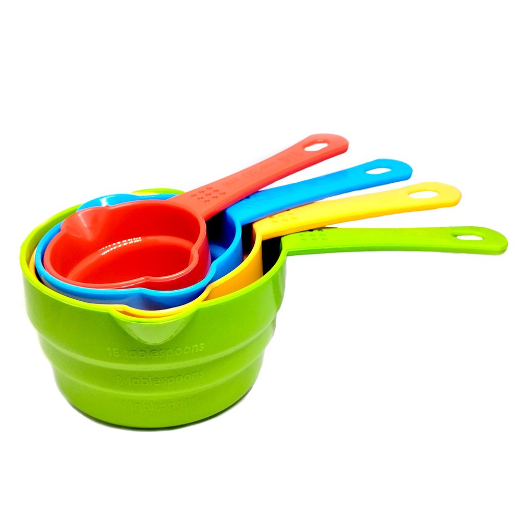 ZURU BUNCH Bright Color Measuring Cups and Spoons Set with Hanging Hook for Kitchen and Baking, Dry Metric Measure Cups & Spoons Mixing cup (8Pcs)