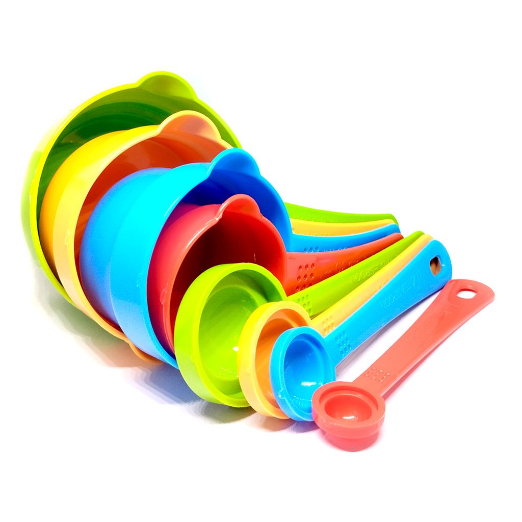 ZURU BUNCH Bright Color Measuring Cups and Spoons Set with Hanging Hook for Kitchen and Baking, Dry Metric Measure Cups & Spoons Mixing cup (8Pcs)