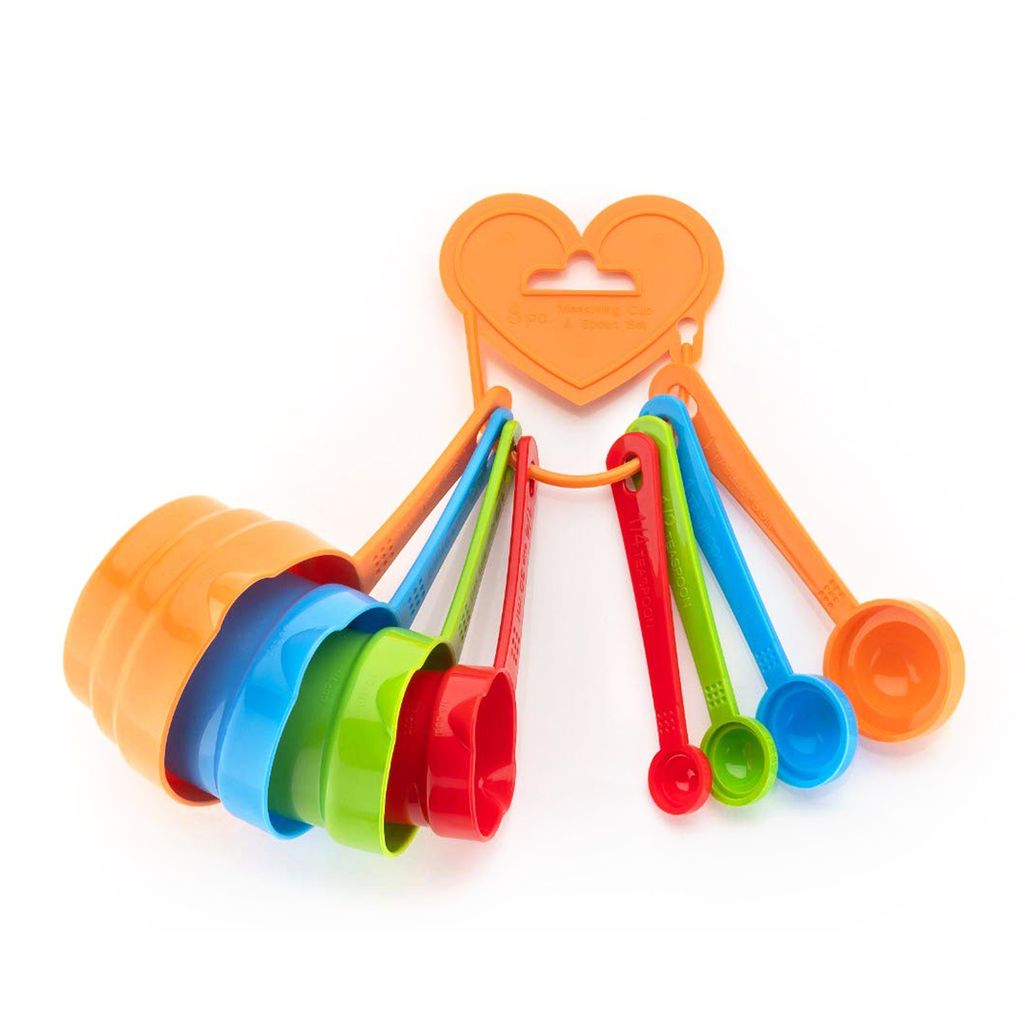 ZURU BUNCH Bright Color Measuring Cups and Spoons Set with Hanging Hook for Kitchen and Baking, Dry Metric Measure Cups & Spoons Mixing cup (8Pcs)
