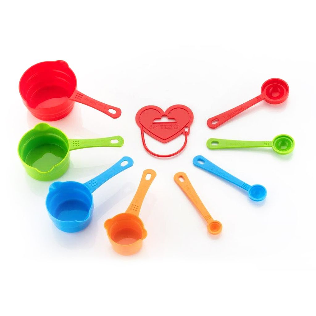 ZURU BUNCH Bright Color Measuring Cups and Spoons Set with Hanging Hook for Kitchen and Baking, Dry Metric Measure Cups & Spoons Mixing cup (8Pcs)
