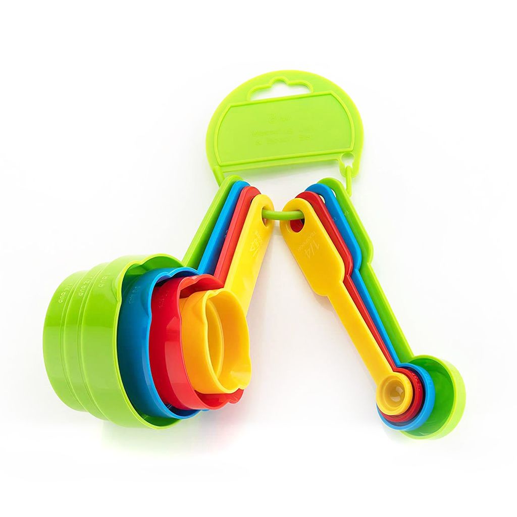 ZURU BUNCH Bright Color Measuring Cups and Spoons Set with Hanging Hook for Kitchen and Baking, Dry Metric Measure Cups & Spoons Mixing cup (8Pcs)