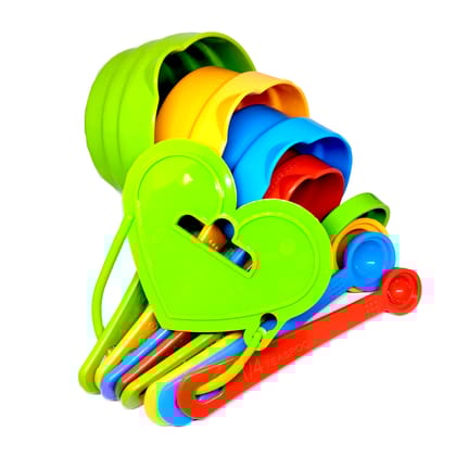 ZURU BUNCH Bright Color Measuring Cups and Spoons Set with Hanging Hook for Kitchen and Baking, Dry Metric Measure Cups & Spoons Mixing cup (8Pcs)