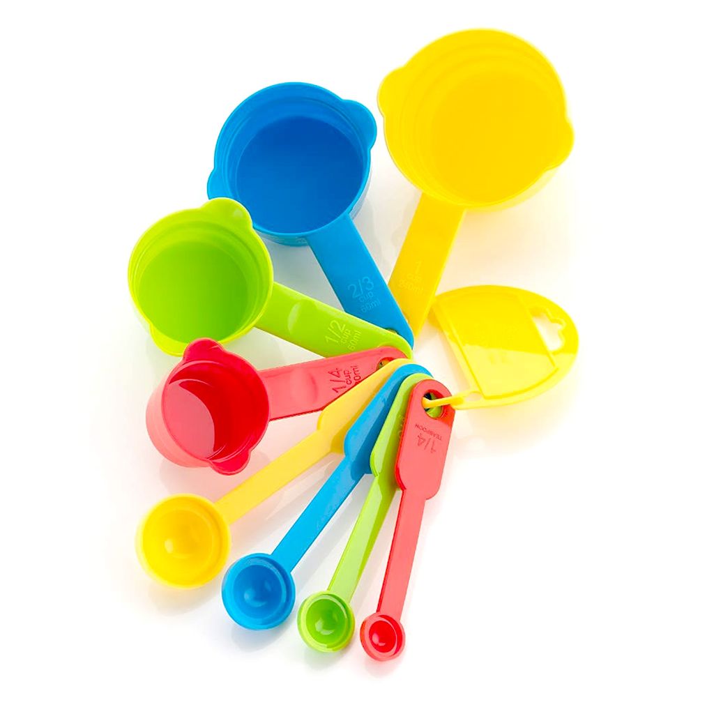 ZURU BUNCH Bright Color Measuring Cups and Spoons Set with Hanging Hook for Kitchen and Baking, Dry Metric Measure Cups & Spoons Mixing cup (8Pcs)